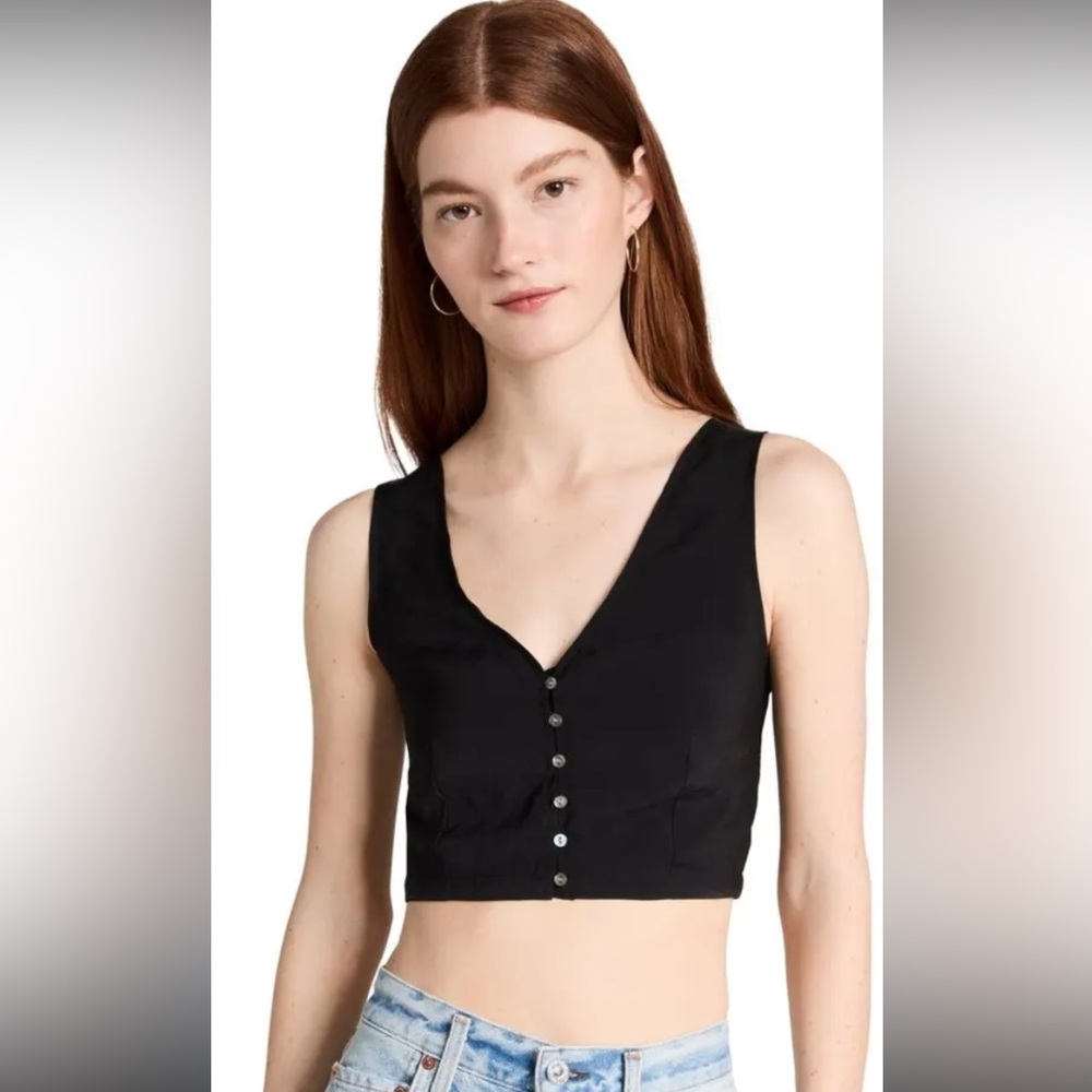 Madewell Black Crop Vest/ Bustier Top boho festival inspired
